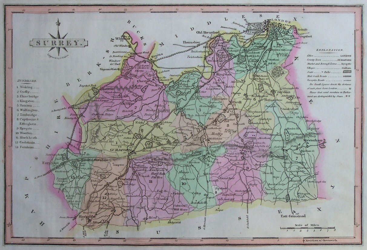 Map of Surrey - Wallis